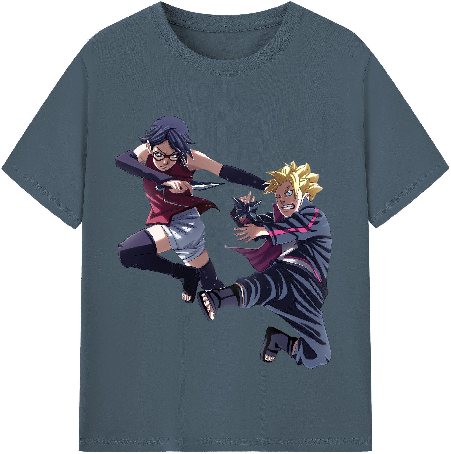 （画像用） NARUTO -ナルト- うちは サラダ Uchiha Sarada 綿100％半袖Tシャツ（フロントプリント）